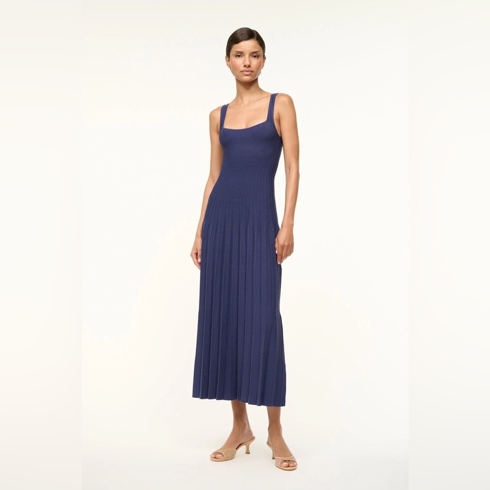 STAUD Ellison Sleeveless Dress in Navy